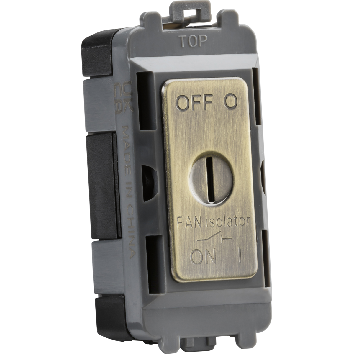 Knightsbridge GDM021AB 10A fan Isolator key switch module antique brass