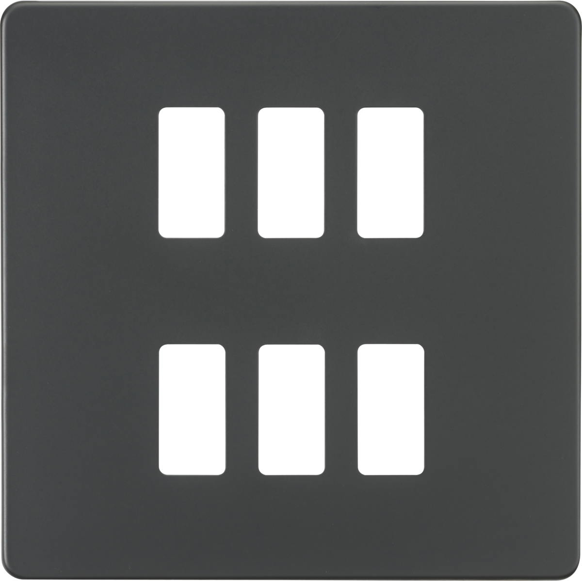 Knightsbridge GDSF006AT Screwless 6G grid faceplate anthracite