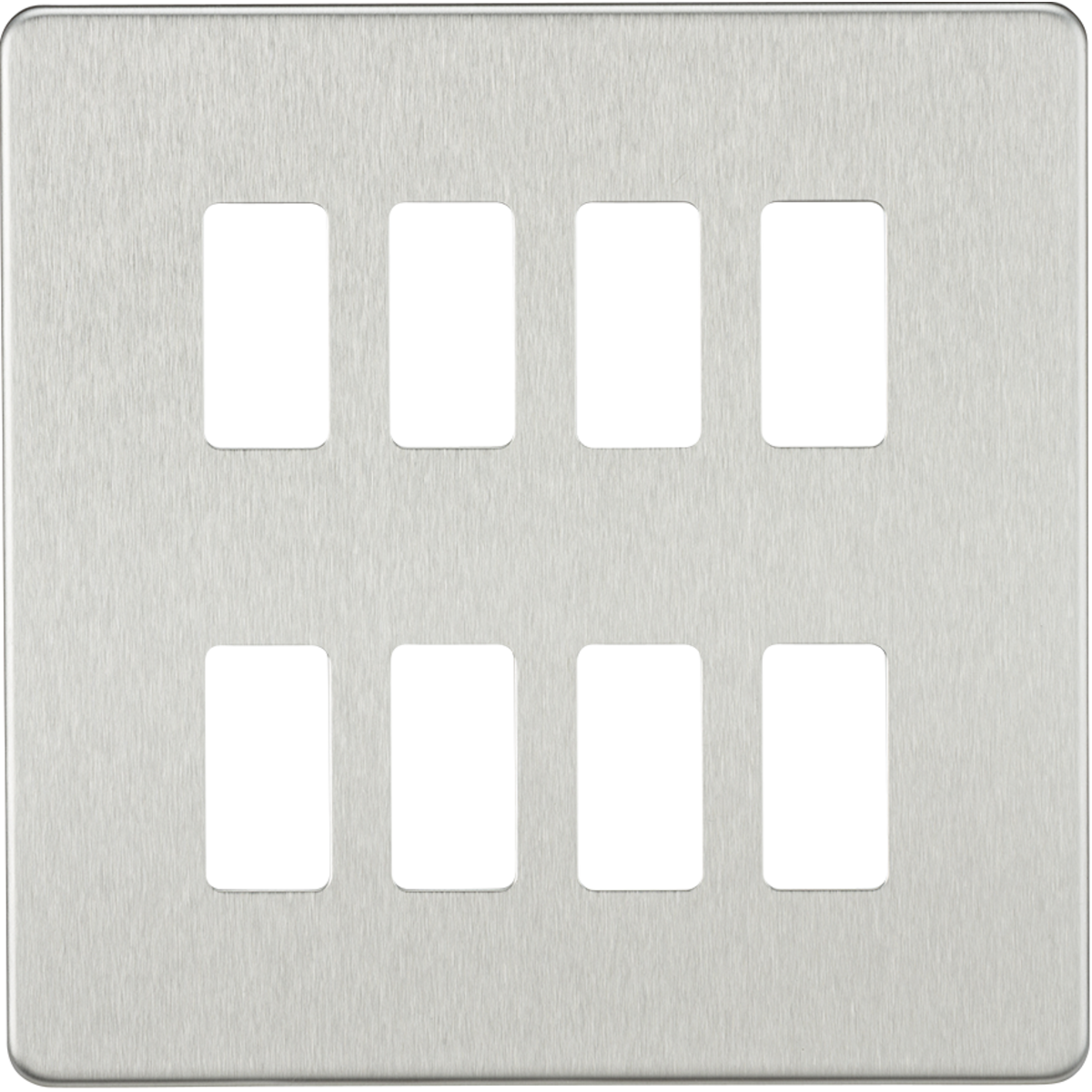 Knightsbridge GDSF008BC Screwless 8G grid faceplate brushed chrome