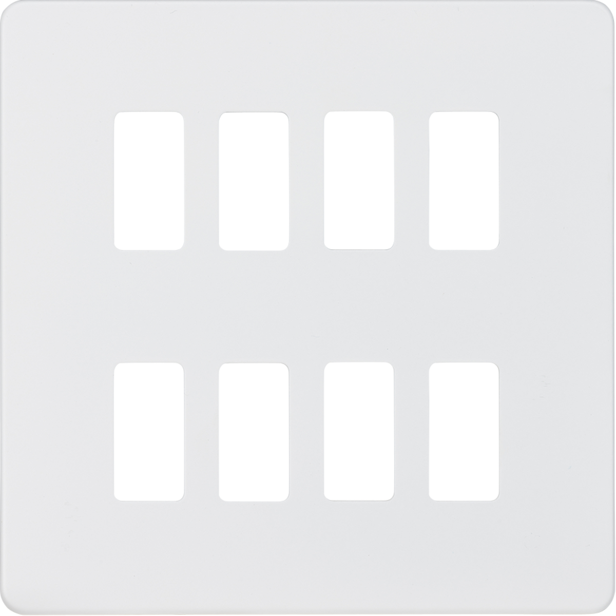 Knightsbridge GDSF008MW Screwless 8G grid faceplate matt white