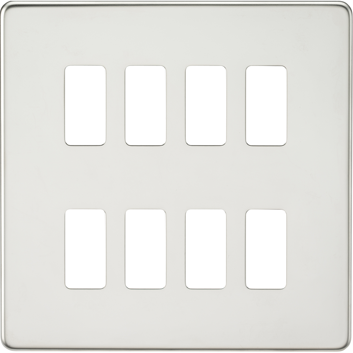 Knightsbridge GDSF008PC Screwless 8G grid faceplate polished chrome