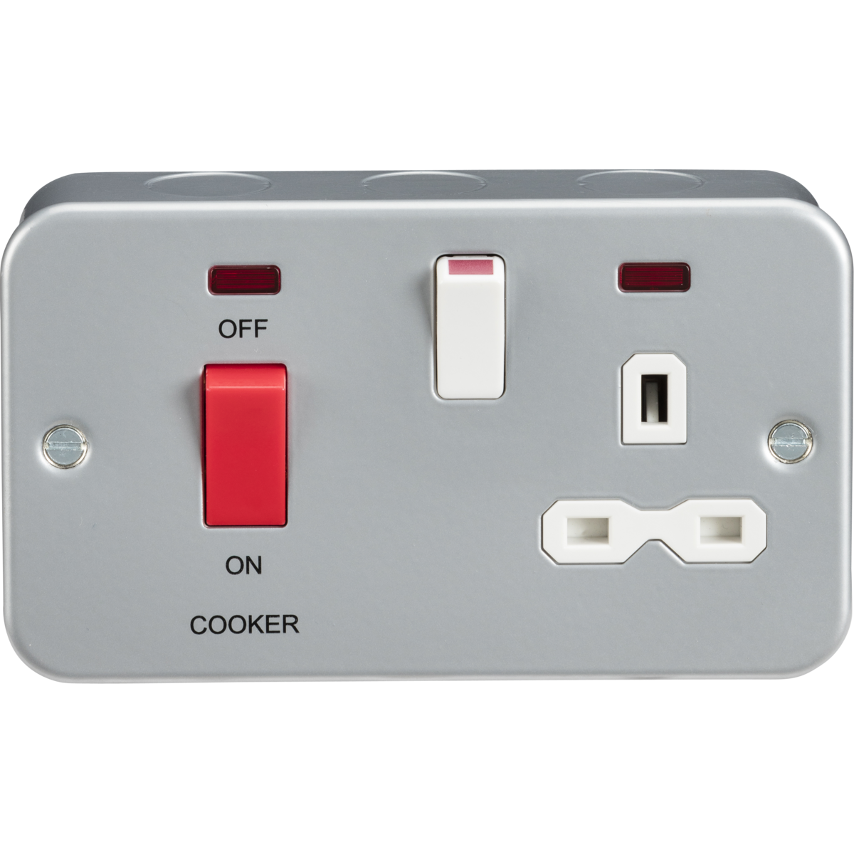 Knightsbridge MR8333N Metal Clad 2G 45A DP Cooker Switch and 13A Switched Socket with Neons