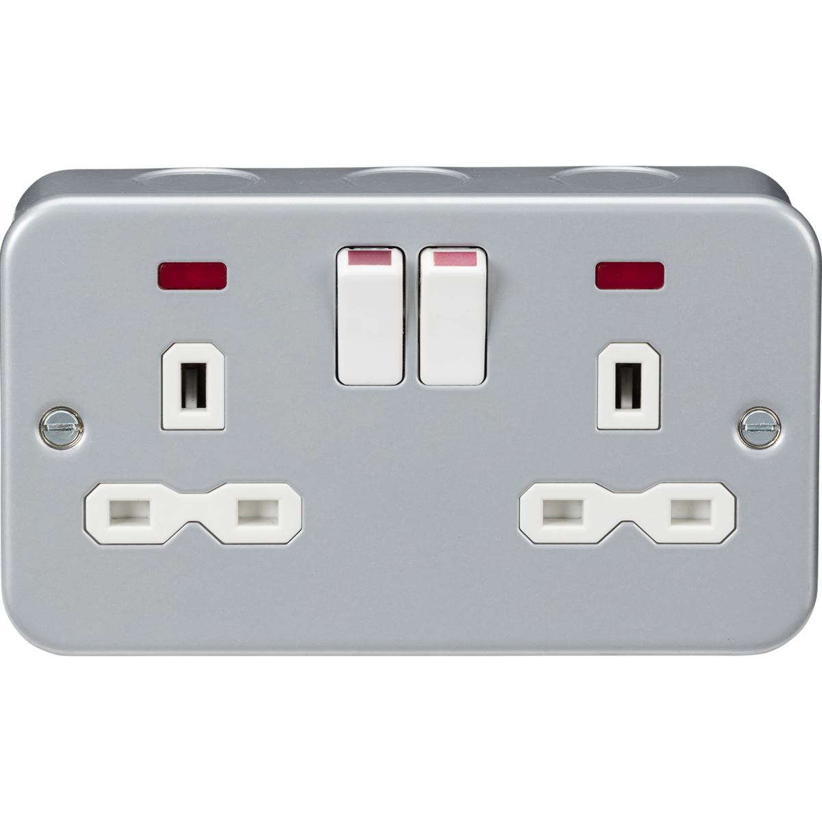 Knightsbridge MR9000N Metal Clad 13A 2G DP switched socket with neon