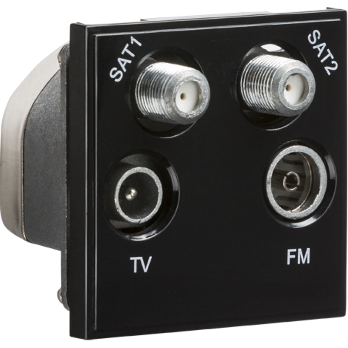 Knightsbridge NETQDBK Quadplexed SAT1/SAT2/TV/FM DAB Outlet Module 50 x 50mm - Black