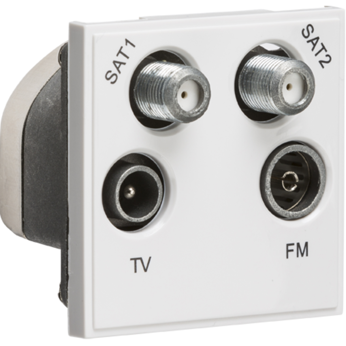 Knightsbridge NETQDWH Quadplexed SAT1/SAT2/TV/FM DAB Outlet Module 50 x 50mm - White