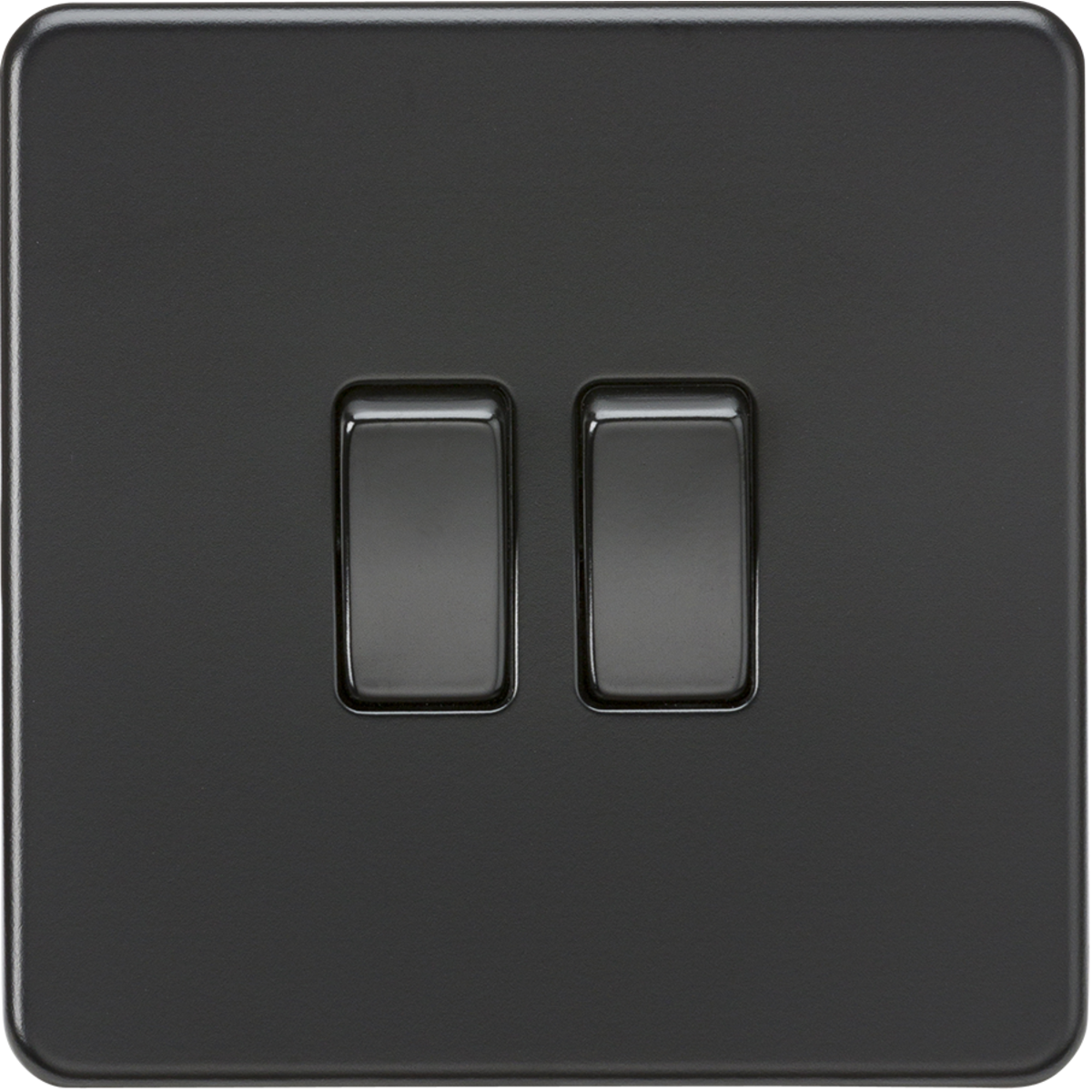 Knightsbridge SF3000MBB 10AX 2G 2-way Switch Matt Black with Black Rockers