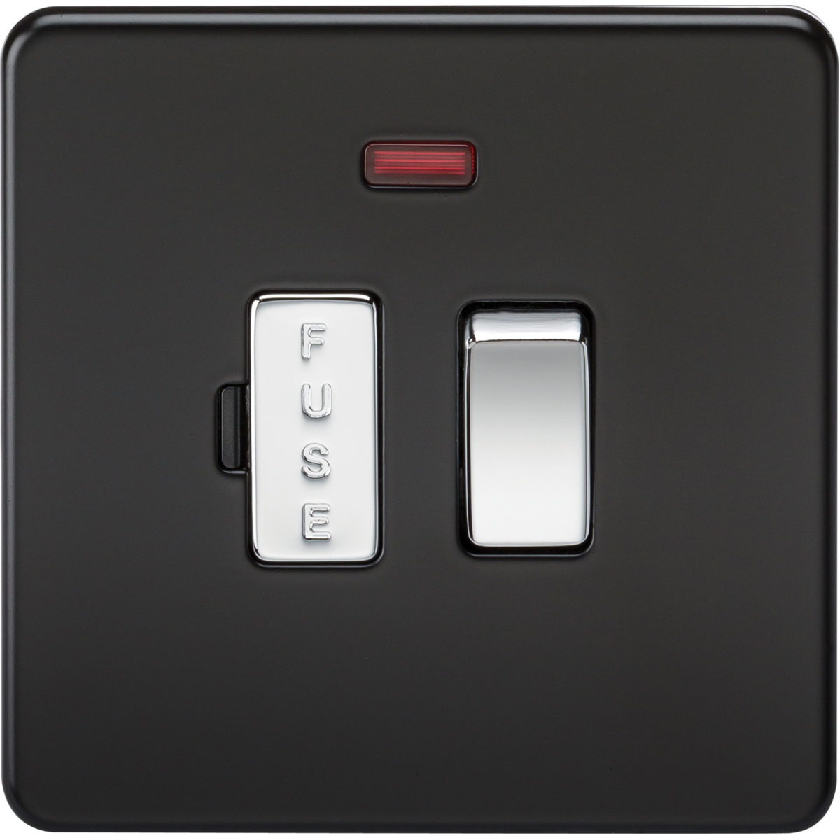 Knightsbridge SF6300NMB 13A Switched Fused Spur Unit with Neon Matt Black With Chrome Rocker
