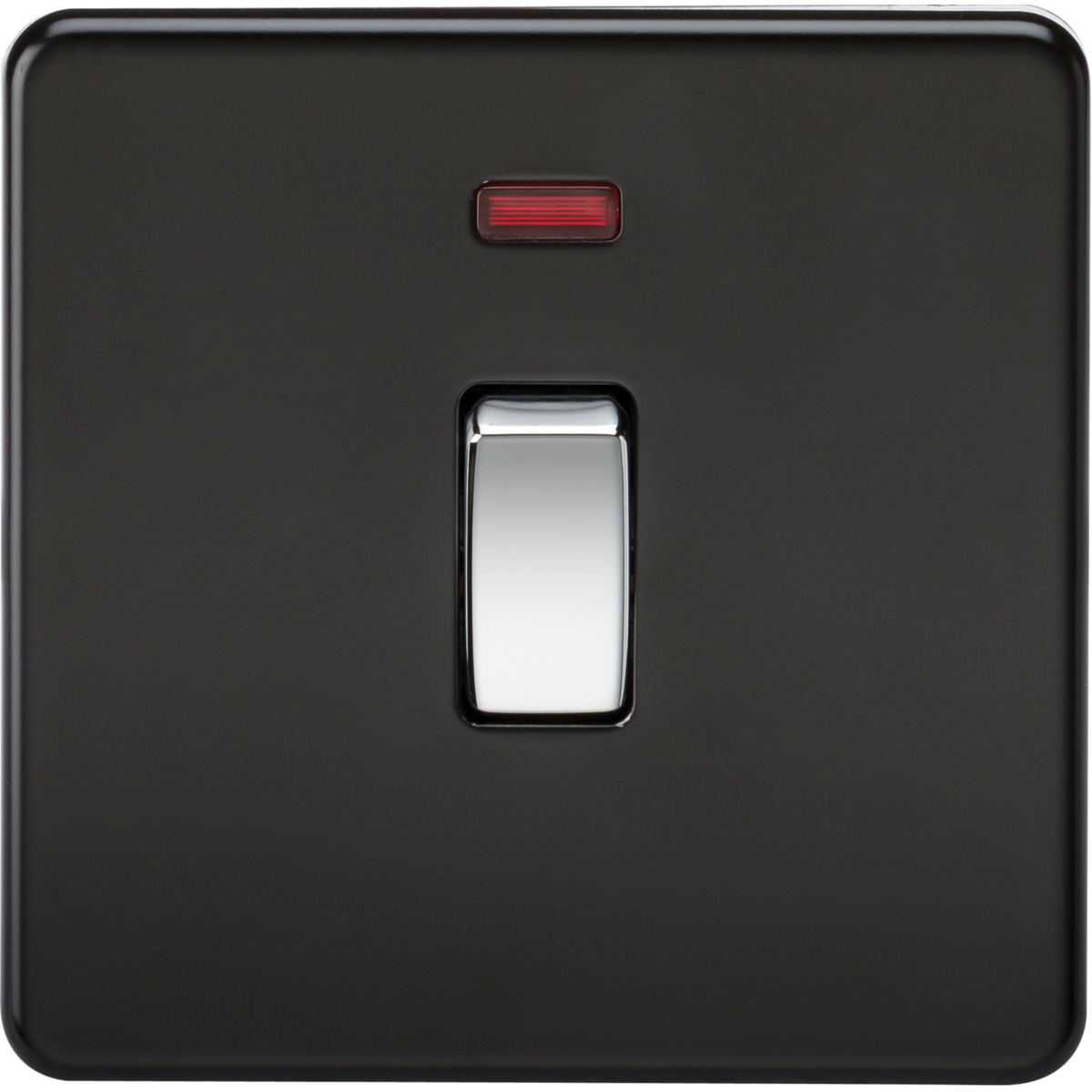 Knightsbridge SF8341NMB 20A 1G DP Switch with Neon Matt Black with Chrome Rocker