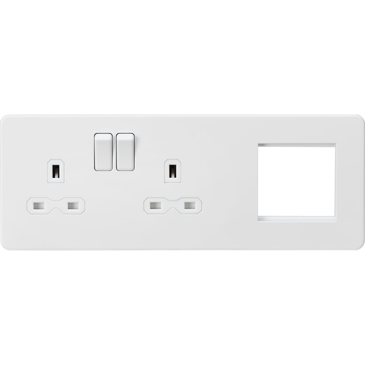 Knightsbridge SFR192LMW 13A 2G DP Socket + 2G Modular Combination Plate - Matt White with White Insert