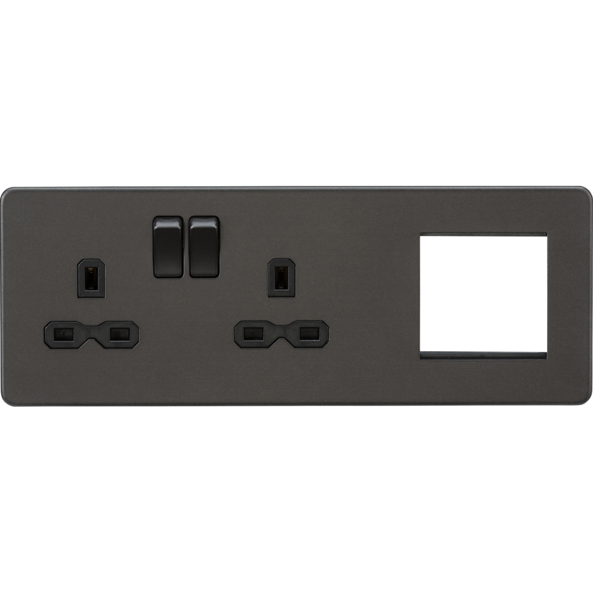 Knightsbridge SFR192LSB 13A 2G DP Socket + 2G Modular Combination Plate - Smoked Bronze with Black Insert