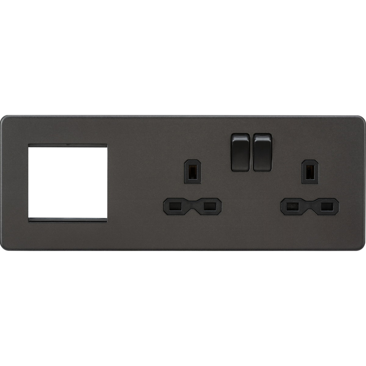 Knightsbridge SFR192RSB 13A 2G DP Socket + 2G Modular Combination Plate - Smoked Bronze with Black Insert