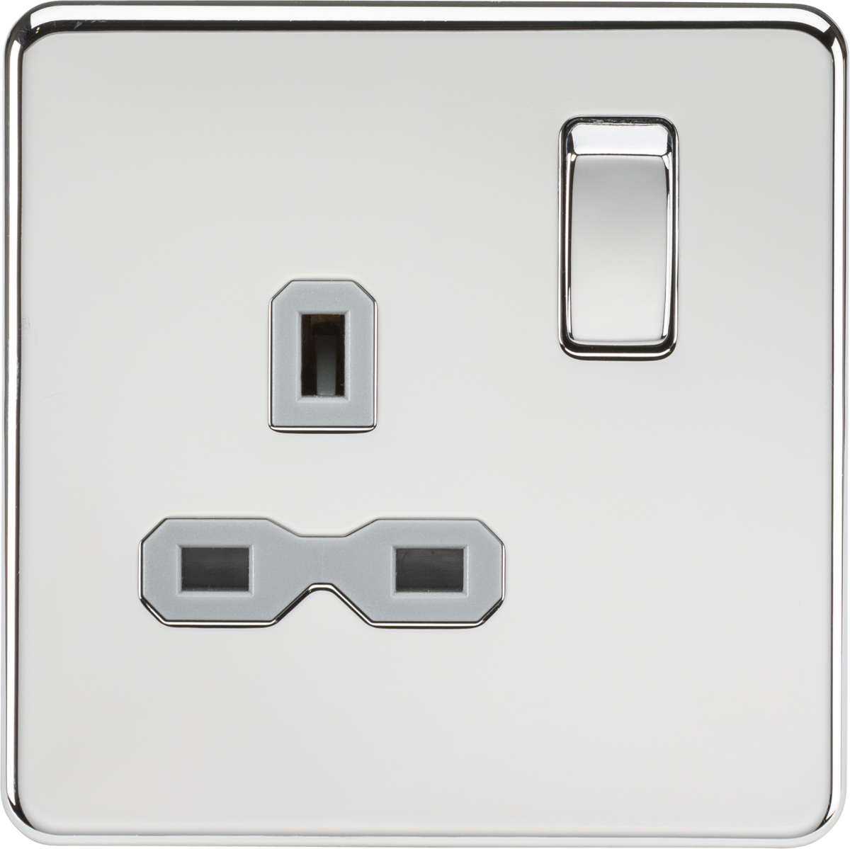 Knightsbridge SFR7000PCG 13A 1G DP Switched Socket Polished Chrome with Grey Insert