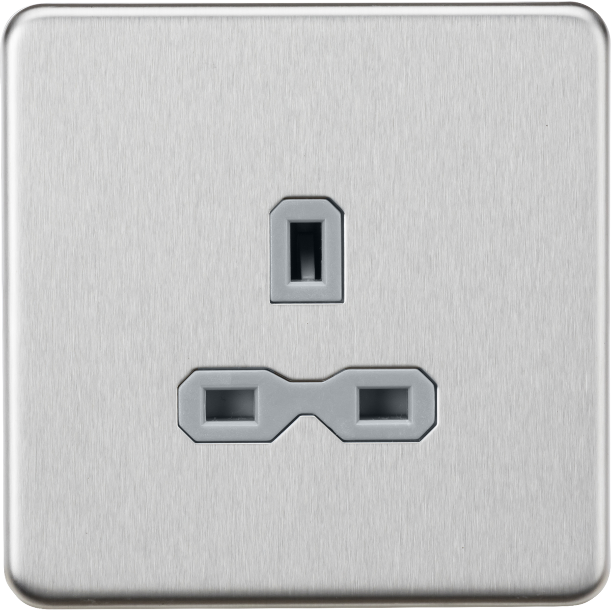 Knightsbridge SFR7000UBCG 13A 1G Unswitched Socket Brushed Chrome with Grey Insert