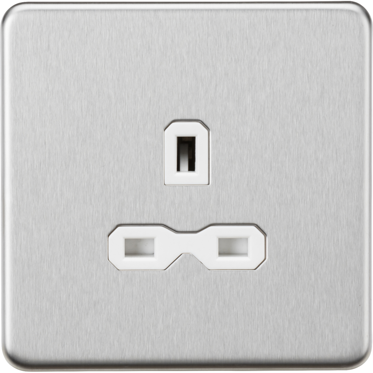 Knightsbridge SFR7000UBCW 13A 1G Unswitched Socket Brushed Chrome with White Insert