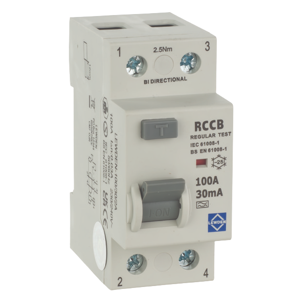 Lewden 100/30/2A 100A 30mA 230V 2 Pole RCD