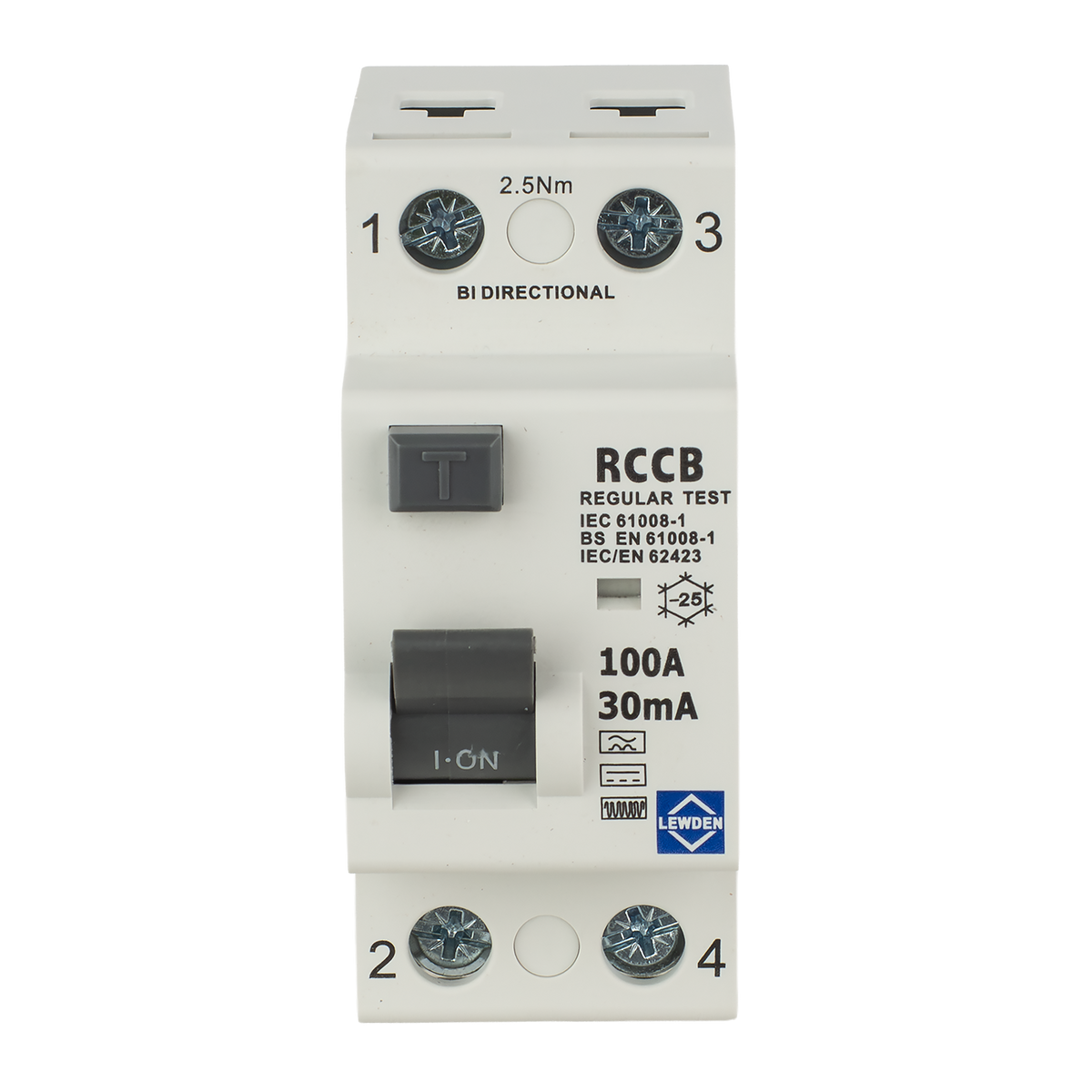 Lewden 100/30/2B Type B 100A 30mA 230V 2 Pole RCD
