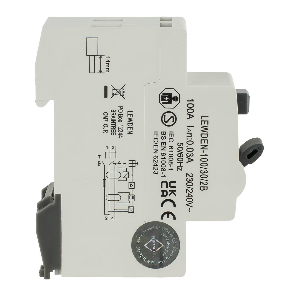 Lewden 100/30/2B Type B 100A 30mA 230V 2 Pole RCD