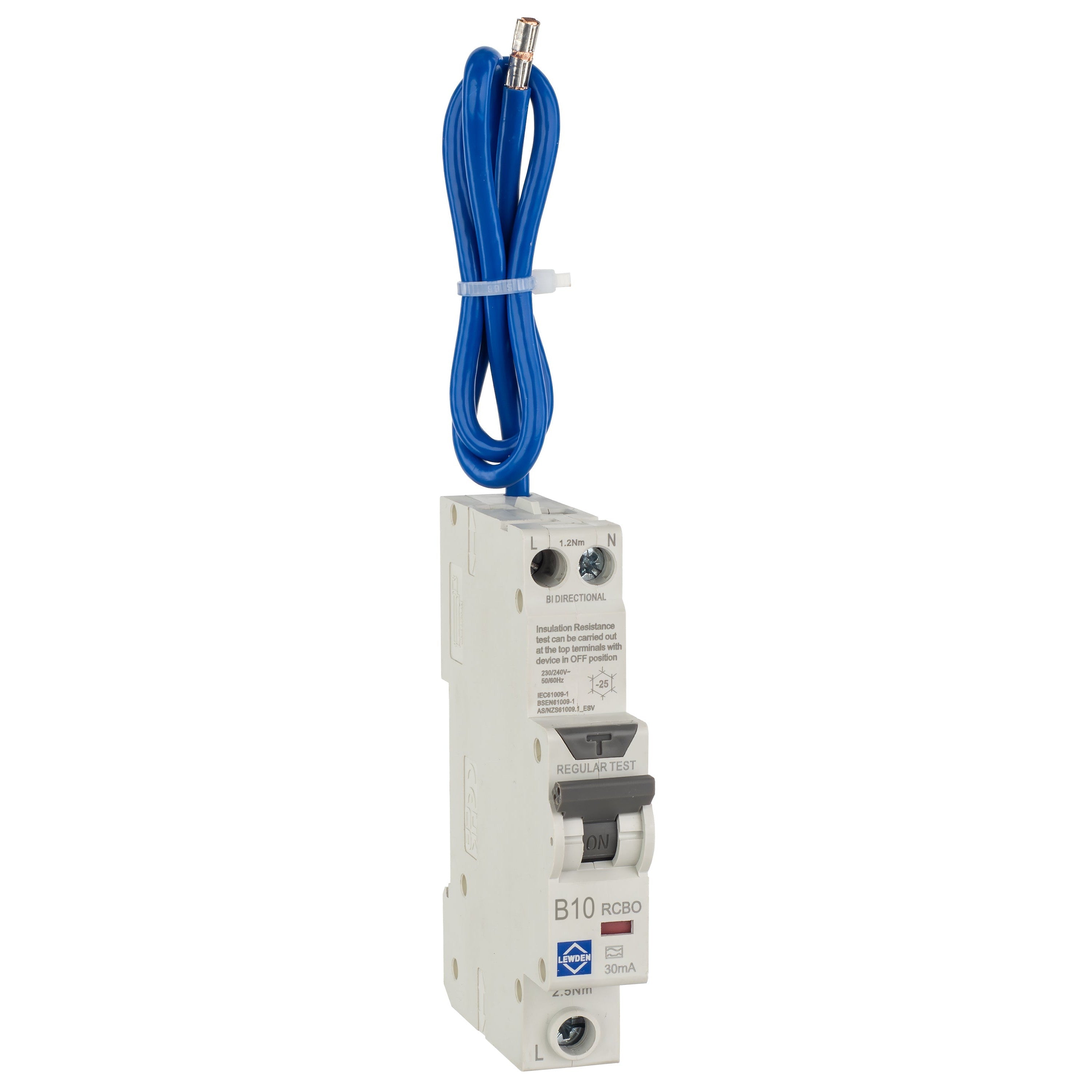 Lewden Compact Bidirectional RCBO Double Pole 30mA Switched Neutral