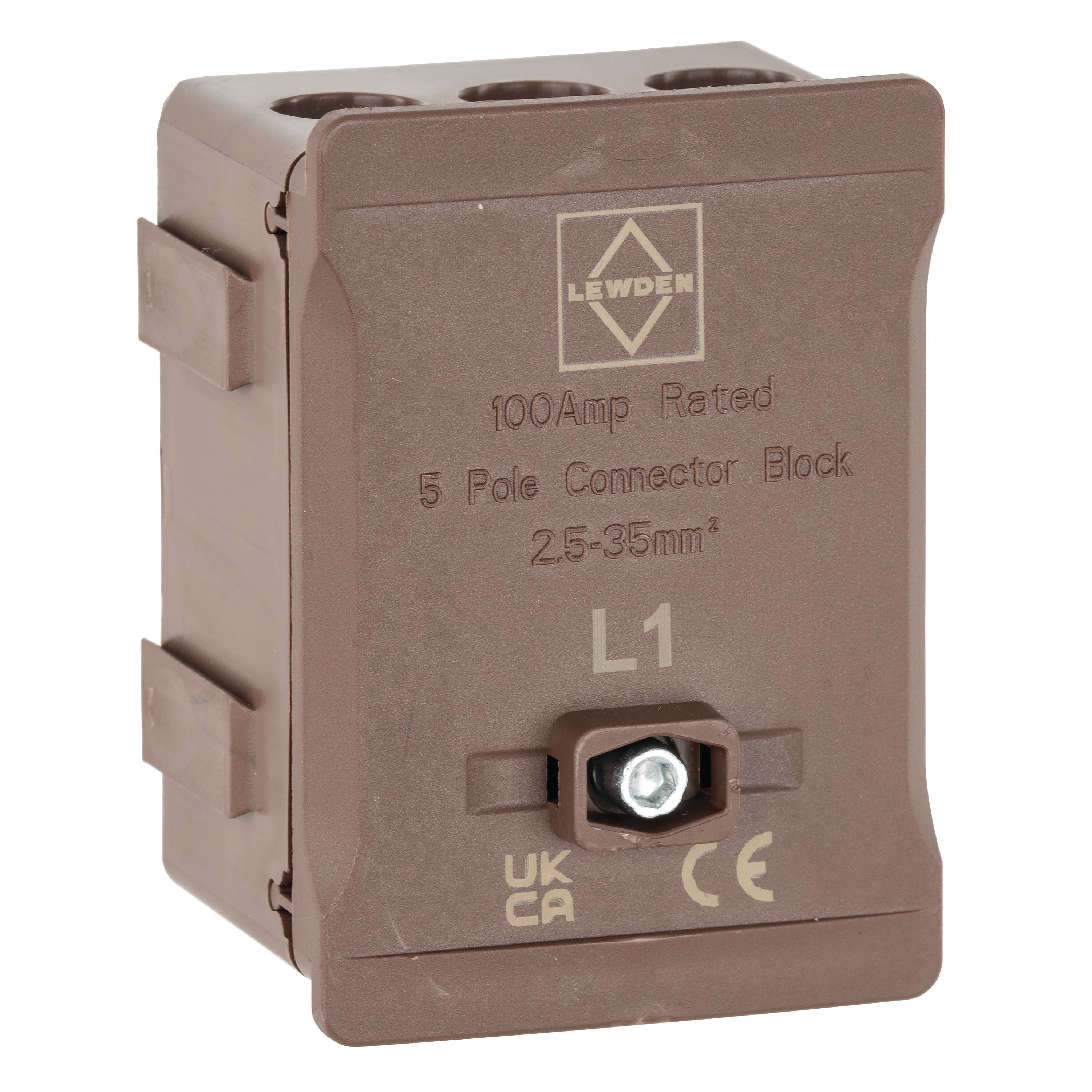 Lewden DT1005BR 100A Single Pole Connector Block Brown