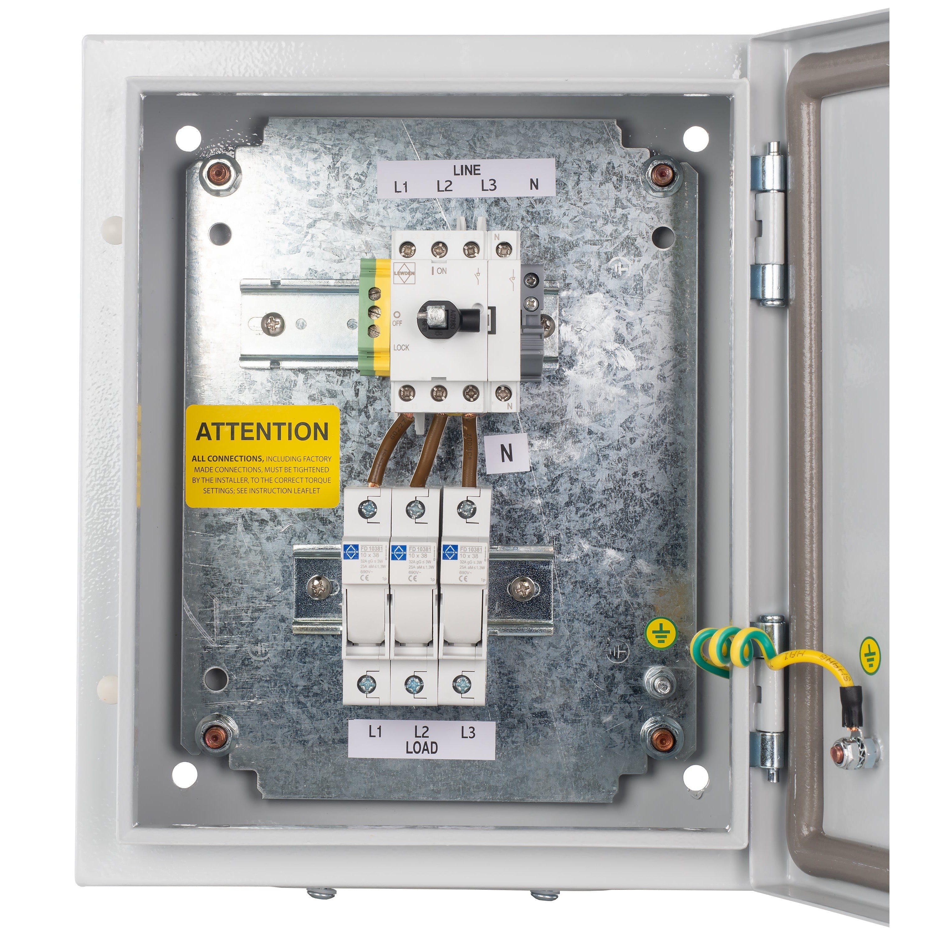 Lewden FIS324P 32A TP+N Metal Clad Fused Switch