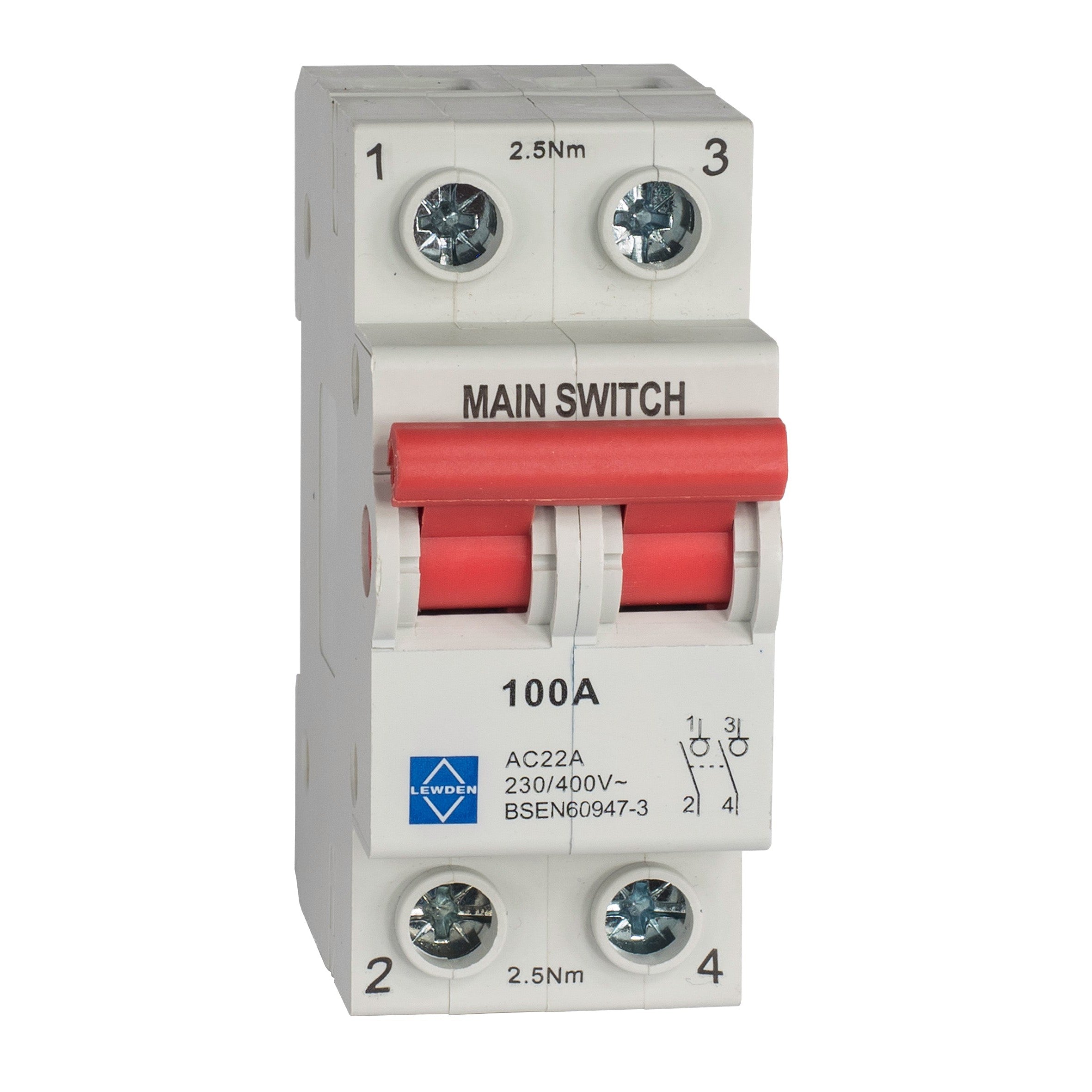 Lewden GMS1002P 100A DP Main Switch