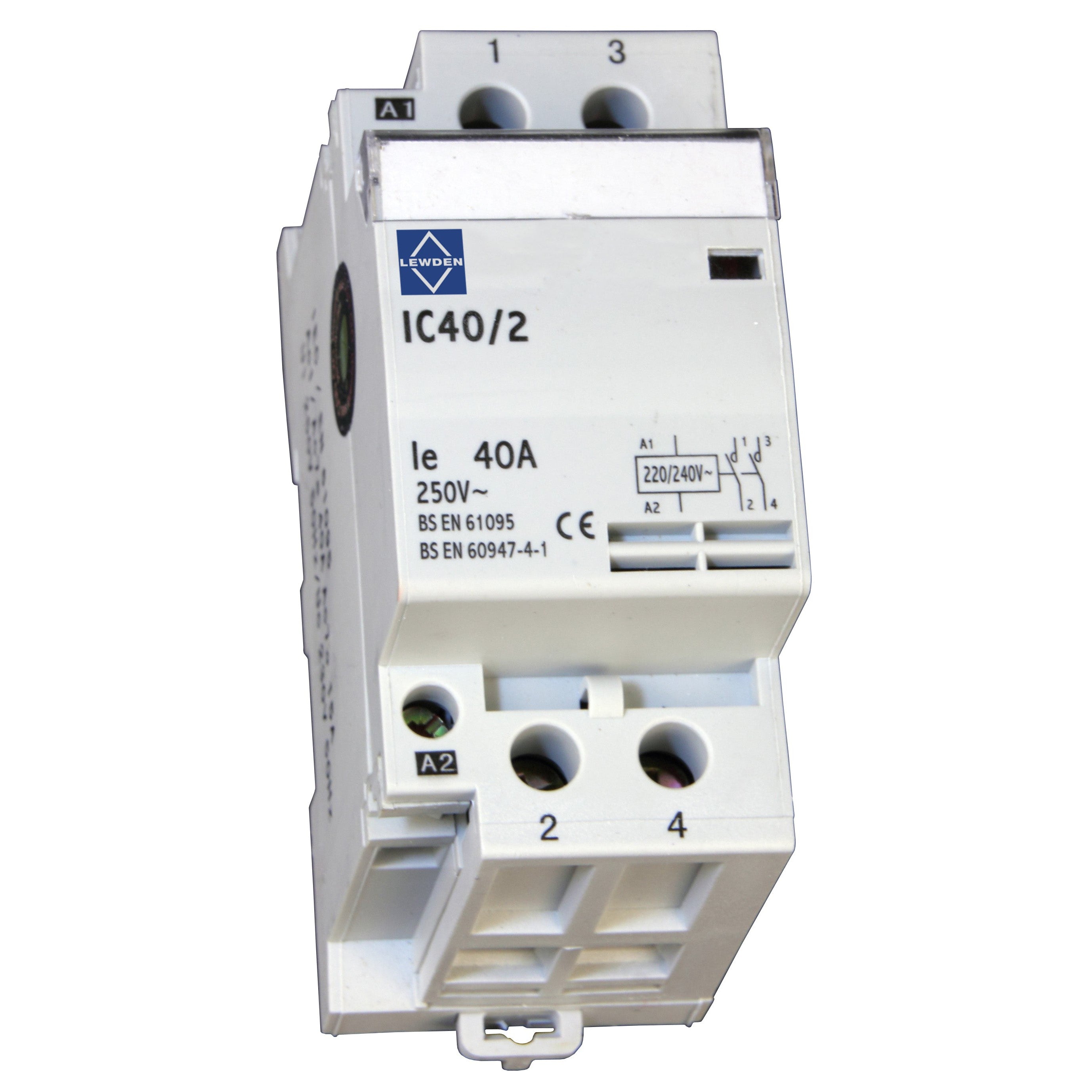 Lewden IC40/2 230V 40A 2 Pole Contactor with 2 NO Contacts