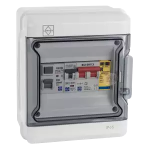 Lewden IP65-REV40AS IP65 40A Type A RCCB SPD Polycarbonate EV Consumer Unit