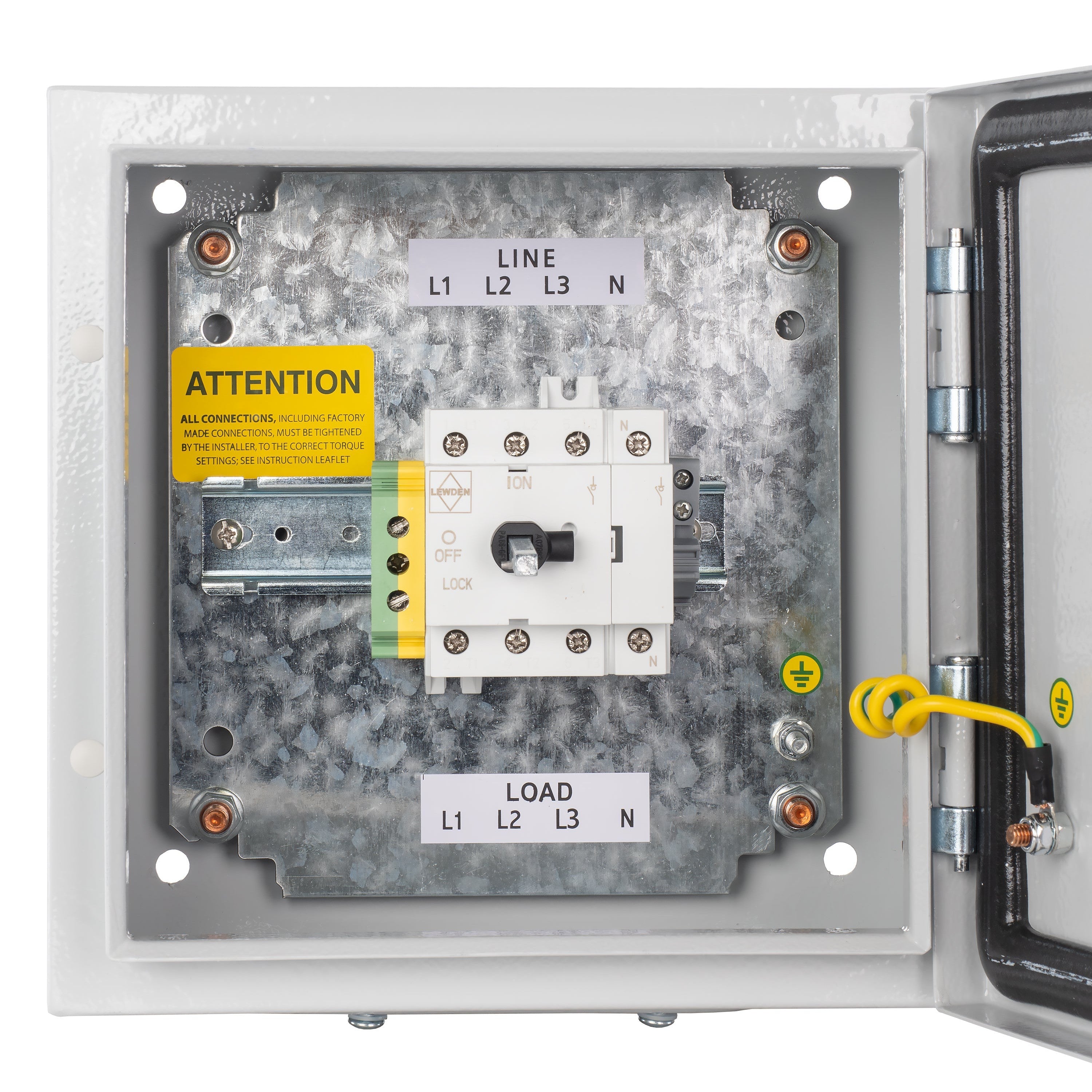 Lewden IS634P 63A TP+N Metal Clad Fused Switch