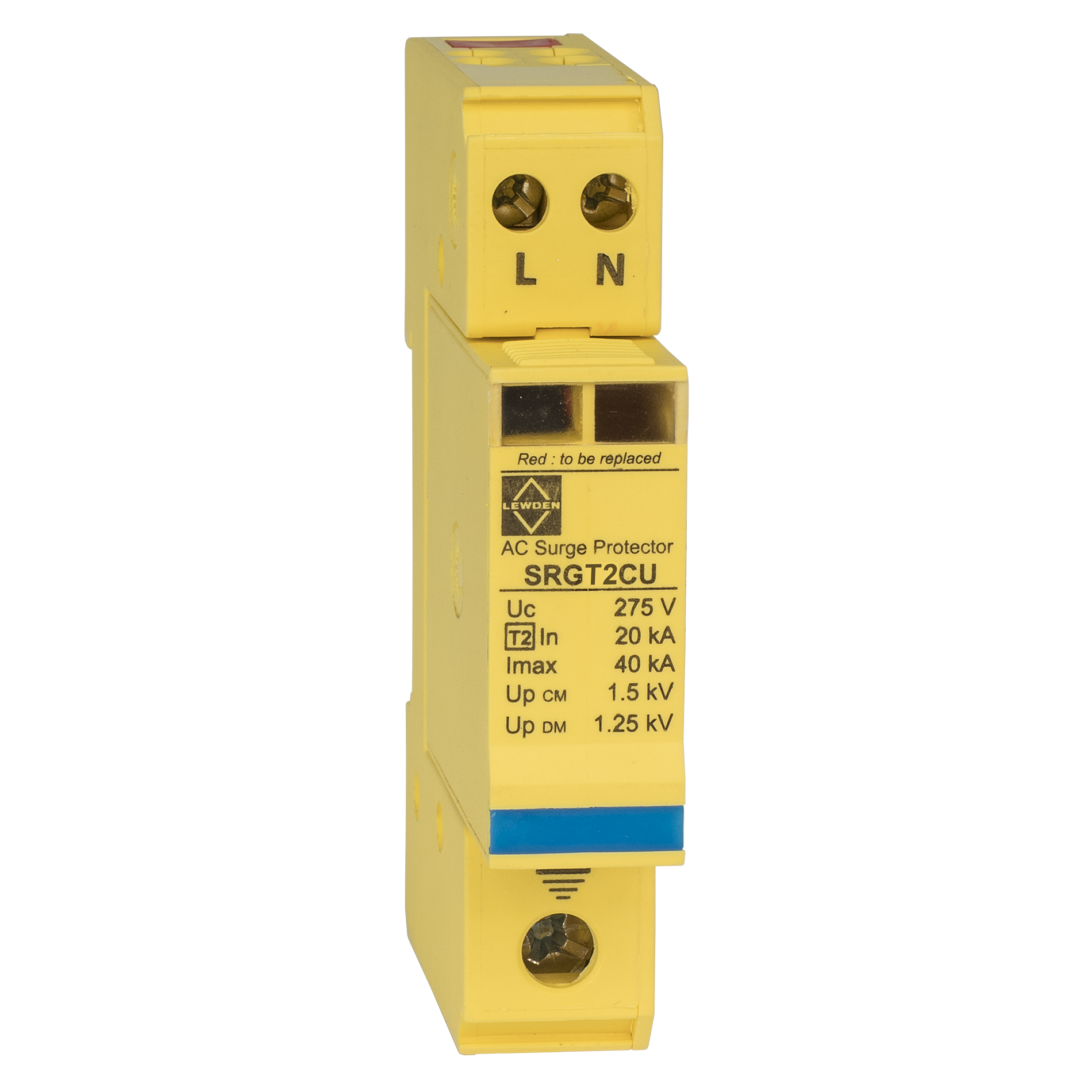 Lewden SRGT2CU 20kA 1 Module Single Pole Type 2 Surge Protector