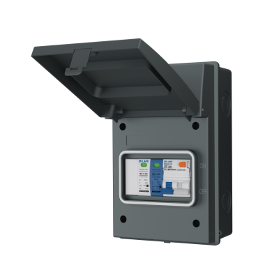 Live Electrical AGU5-SNR/G 5 Way IP65 Grey Metal Garage/EV Charging Unit with 40A Type A DP RCBO C Curve & 20/40kA 1P+N Surge Protective Device