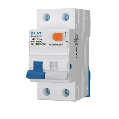 Live Electrical Double Pole 6kA B Curve 30mA Bidirectional RCBO Type A