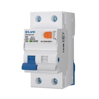 Live Electrical Double Pole 6kA B Curve 30mA Bidirectional RCBO Type A