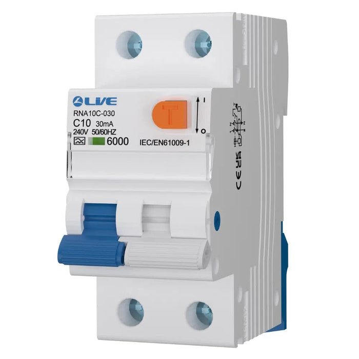 Live Electrical Double Pole 6kA C Curve 30mA Bidirectional RCBO Type A