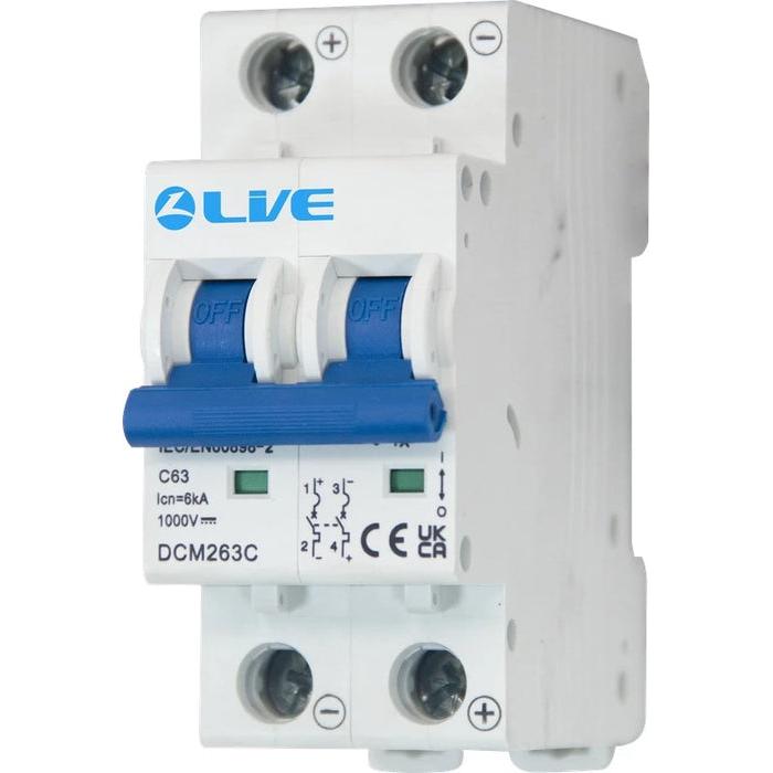 Live Electrical Double Pole 6kA C Curve DC MCB