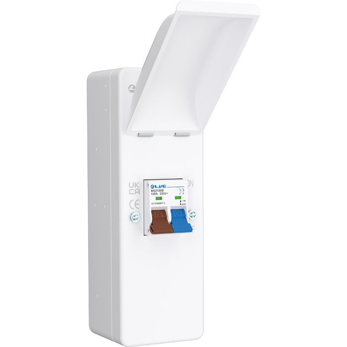 Live Electrical EMU2M 2 Way IP40 Metal Enclosure with DP 100A Main Switch