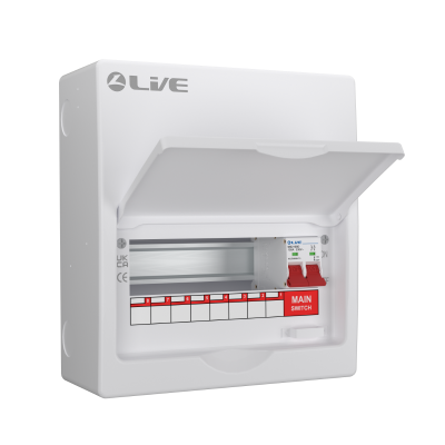 Live Electrical LSMC10/100 10 Module Metal Clad Consumer Unit c/w 100A Main Switch (8 Usable Way)