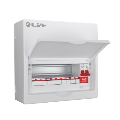 Live Electrical LSMC12/100 12 Module Metal Clad Consumer Unit c/w 100A Main Switch (10 Usable Way)
