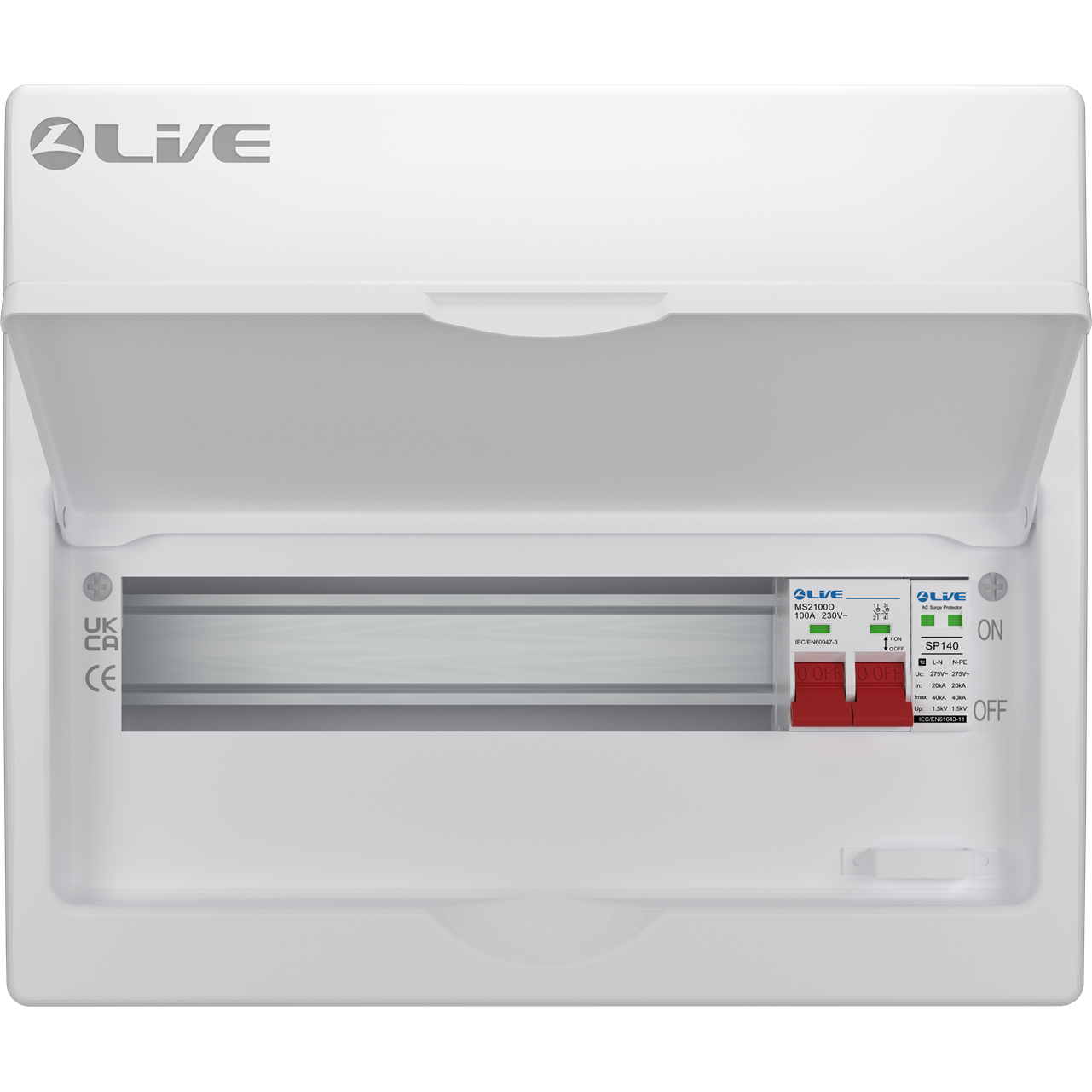 Live Electrical LSMC14S-SP 14 Module Metal SRN Consumer Unit with 100A Main Switch and SPD