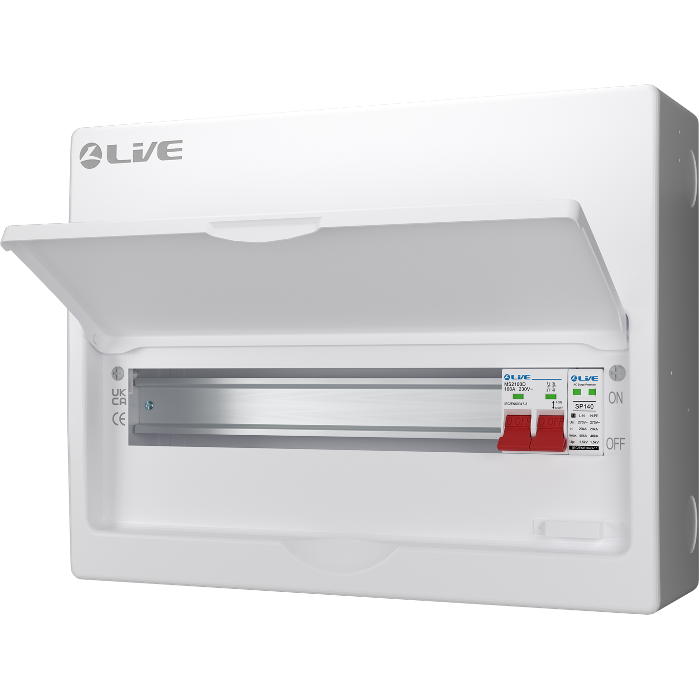 Live Electrical LSMC16S-SP 16 Module Metal SRN Consumer Unit with 100A Main Switch and SPD