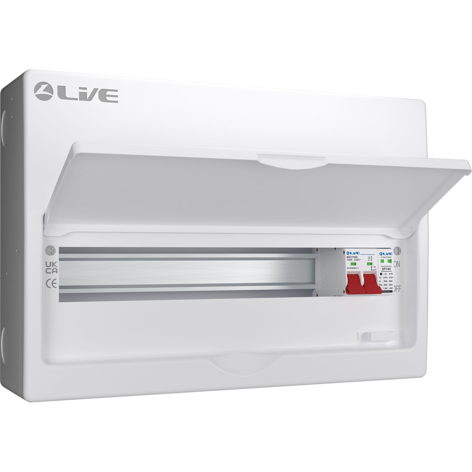 Live Electrical LSMC18S-SP 18 Module Metal SRN Consumer Unit with 100A Main Switch and SPD