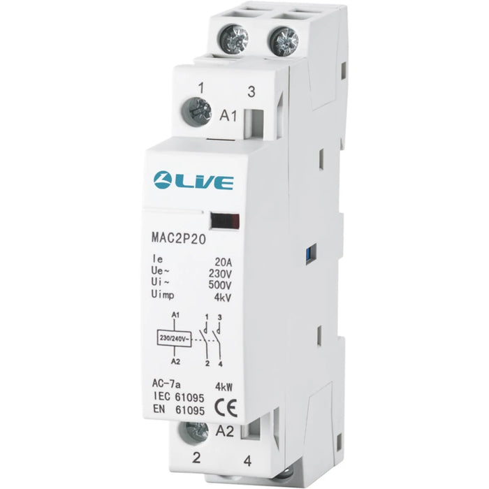 Live Electrical MAC2P25 2 Pole 25A Modular AC Contactor
