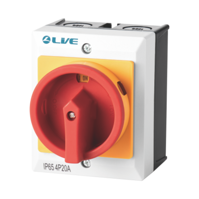 Live Electrical RI420 4 Pole 20A AC IP65 Weatherproof Rotary lsolator Switch