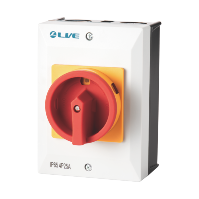 Live Electrical RI425 4 Pole 25A AC IP65 Weatherproof Rotary lsolator Switch