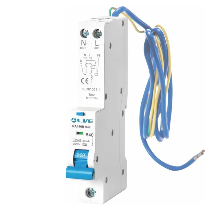 Live Electrical Single Module 10kA C Curve 30mA High Immunity RCBO Type A