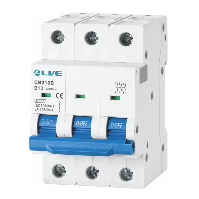 Live Electrical Triple Pole 10kA D Curve MCB