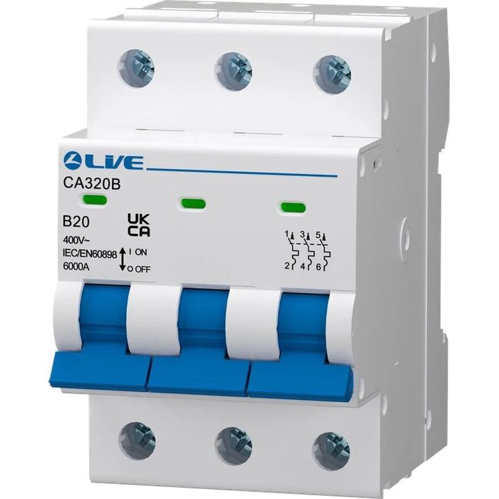 Live Electrical Triple Pole 6kA B Curve MCB