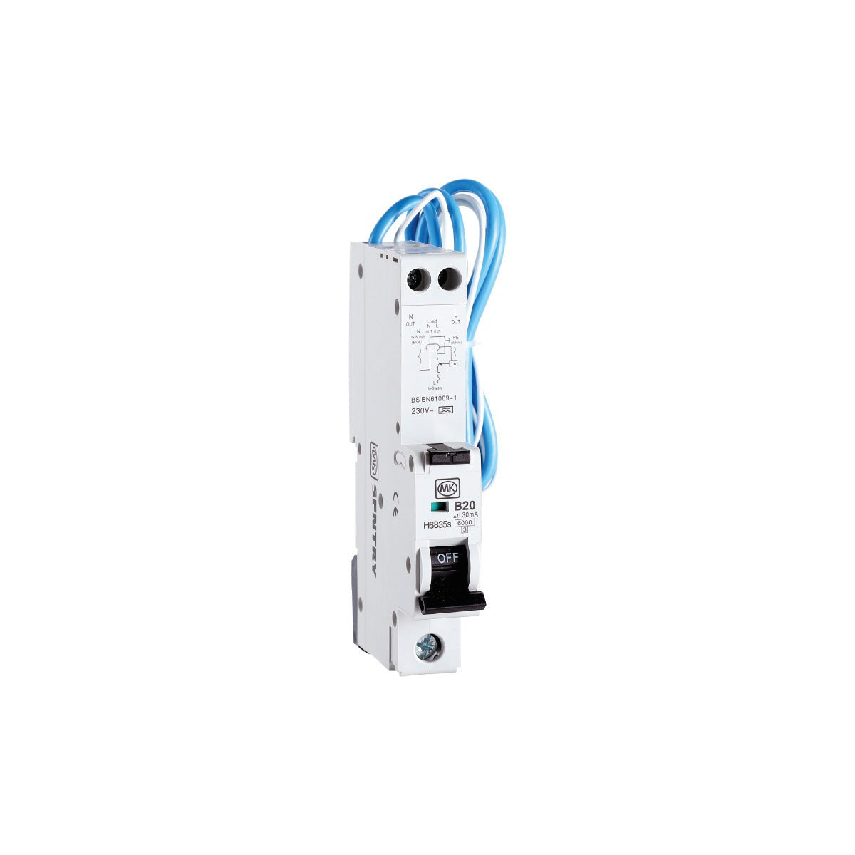 MK Sentry RCBO B Curve 6kA 30mA Type A