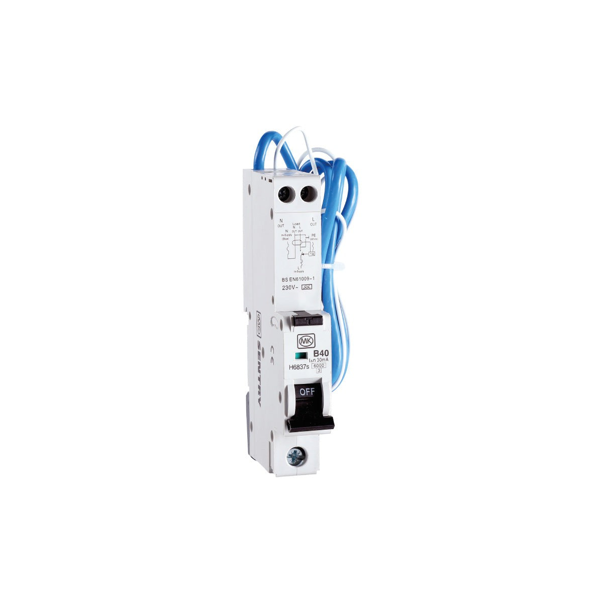 MK Sentry RCBO B Curve 6kA 30mA Type A