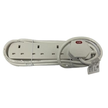 Niglon 4 Gang Extension Lead with 2 Metre Cable White