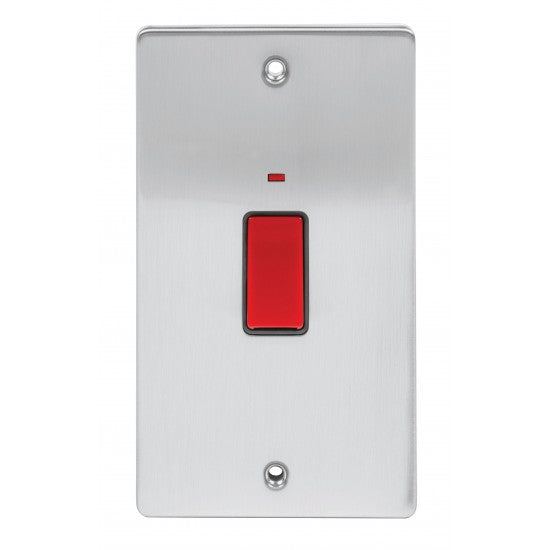 Niglon D-SP45LDPN-BCG Brushed Chrome Switch Double Pole 45A - Double Plate